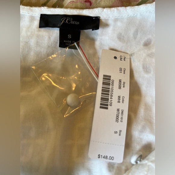 J CREW Size Small White Eyelet Dress Tie Waist Scalloped Edges Ethereal $148 NWT - Picture 11 of 16